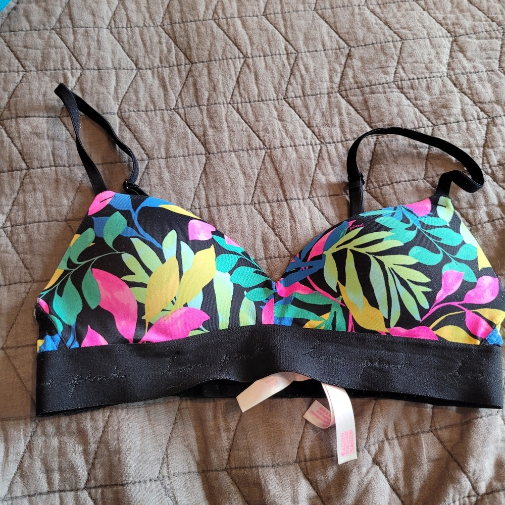 PINK wireless push up bra
